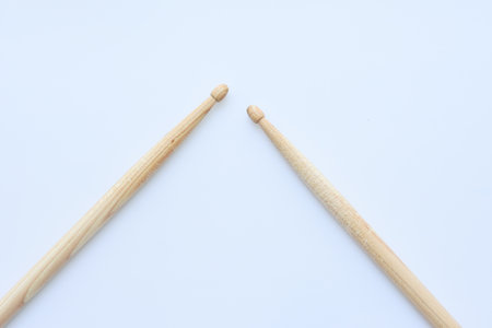 wooden drumstick isolated on white background, object for play drumの写真素材
