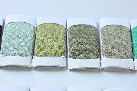 sample green color shade of colorful fabric textile of clothing industry