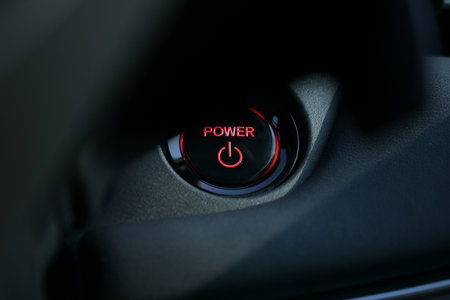 push start power engine system button of electric vehicle car
