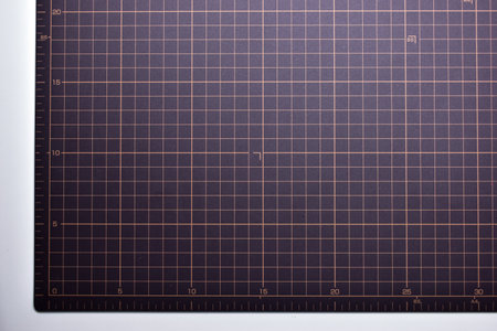 black cutting mat board on white background with line and scale measure guide pattern for object art design, tool equipment of diy craft workの写真素材