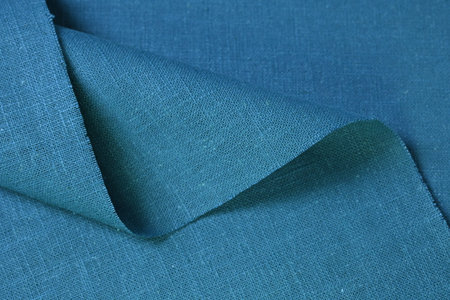 blue green hemp viscose natural fabric cloth color, sackcloth rough texture of textile fashion...