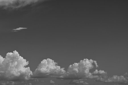 black and white image, buautiful sky with cloudの写真素材