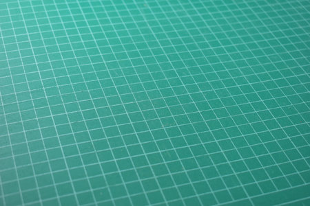 green cutting mat board background with line and scale measure guide pattern for object art design,...