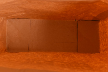 inside of brown paper bag background, recycle materialの写真素材