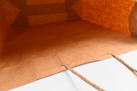 brown paper bag isolated on white background, recycle materialの写真素材