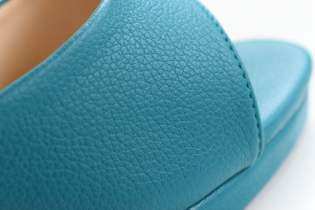 texture of green high heels shoes on white backgroundの写真素材