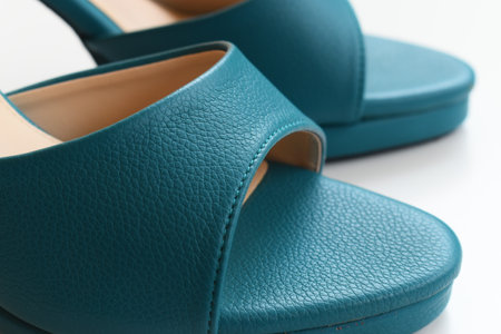 green high heels shoes on white backgroundの写真素材