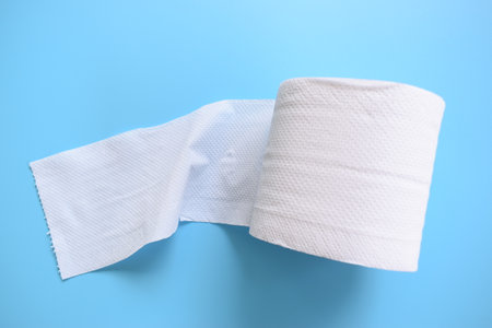 white paper tissue on blue backgroundの写真素材