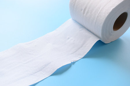 white paper tissue on blue backgroundの写真素材