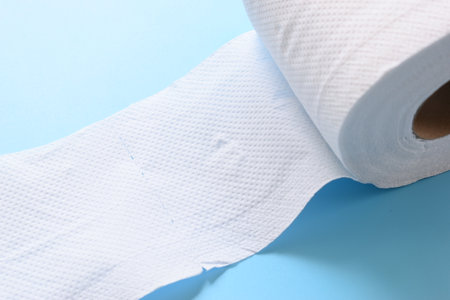 white paper tissue on blue backgroundの写真素材