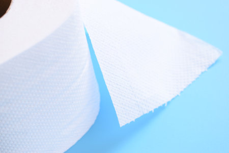 white paper tissue on blue backgroundの写真素材
