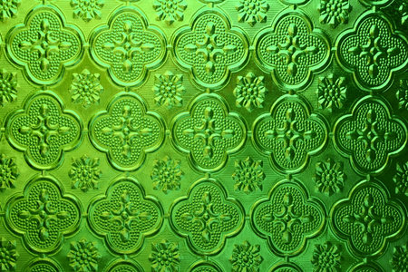 green floral glass pattern background, interior design