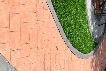 brick path in the garden, exterior designの写真素材