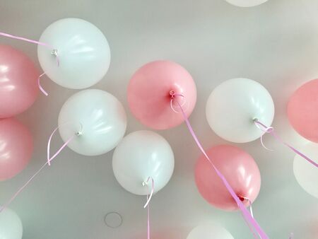 Pink and white balloons for party decoration