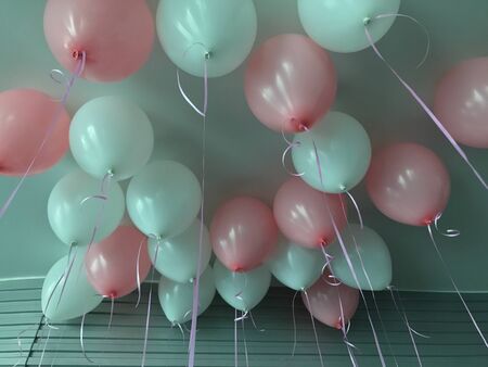 Pink and white balloons for party decorationの素材