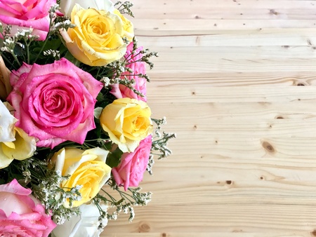 Colorful rose bouquet with space for writingの素材