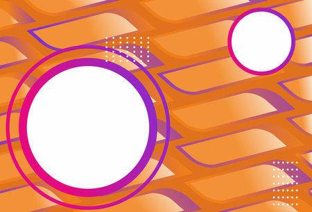 orange gradient wave background with purple circles. Abstract Poster. Hipster Frame. Modern Circle Layout. 3d Landing Page. website templateのイラスト素材