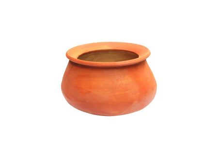 Clay pot on white backgroundの写真素材