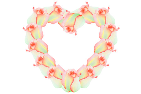 Heart of roses, orange flowersの写真素材