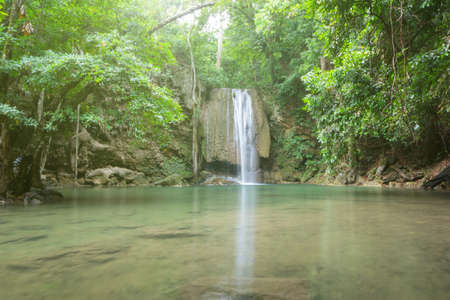 Erawan Waterfall in Kanchanaburi Thailandの写真素材