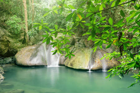 Erawan Waterfall in Kanchanaburi Thailandの写真素材