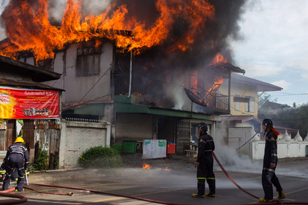 Sakon Nakhon, Thailand on September 13, 2015 at 15:00 o'clock. conflagration damaged nearly the...