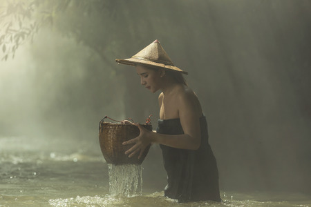 The beauty of a woman bearing streamsの写真素材