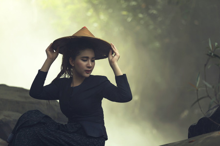 Asia,Portrait women wearing hats.の写真素材