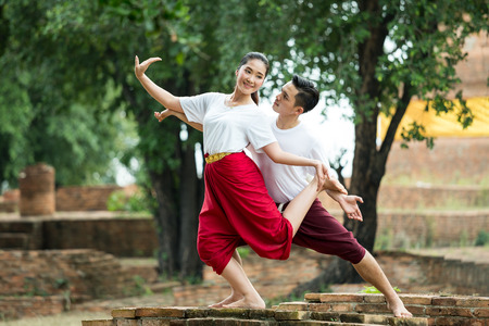 Young thai performing art in thailand.の写真素材