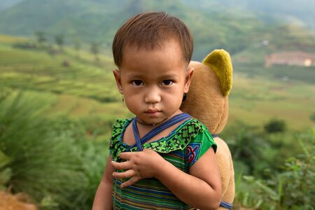 Vietnamese Hmong child face の写真素材