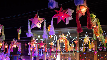 Stars Christmas day in Sakon Nakhon,Thailand. The festival is celebrated The annual Christmas of the...