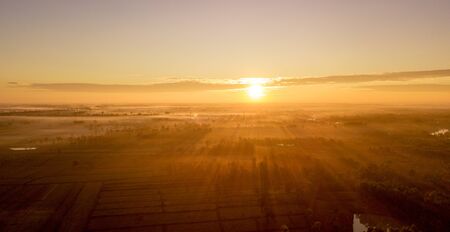 Aerial view beautiful sunrise landscapeの写真素材