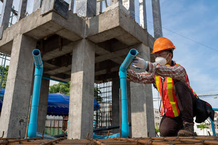 A worker at the construction siteの写真素材