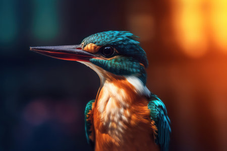 close up of kingfisher bird look at camera with Ai Generatedの素材