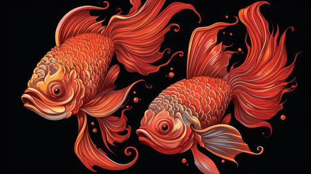 illustration of goldfish painted with Ai Generatedの素材