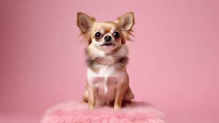 chihuahua puppy on pink background with Ai Generatedの素材