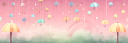 pink background with an umbrella rainy season Generative aiの素材