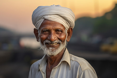 portrait of a senior person Indian people smiling. Generative Aiの素材