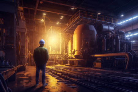 The engineering working at gas turbine electrical industrailの素材