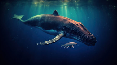 Whale swimming in the waterの素材