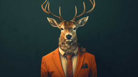 A deer wearing business suit smart animal conceptの素材