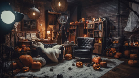 The interior of the house on Halloween holiday themeの素材