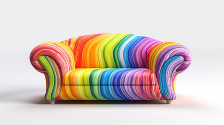 colorful sofa rainbow isolated on white backgroundの素材