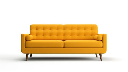 The yellow sofa is isolated on white backgroundの素材