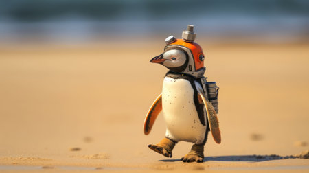 a penguin on the beachの素材