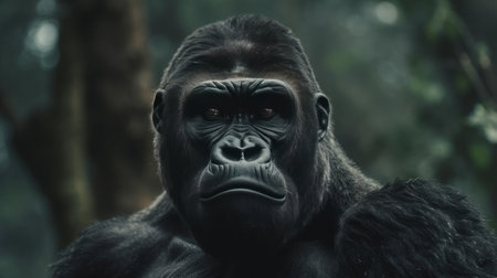 Portrait gorilla in the forestの素材