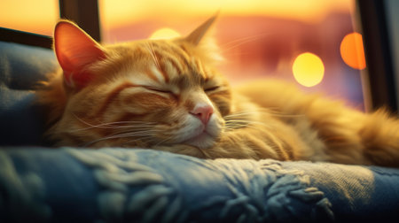 cat sleeping on the couchの素材