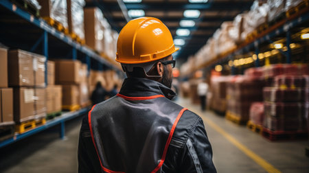 warehouse workers in the warehouseの素材