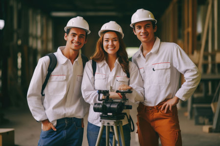 group engineer of workers in the factoryの素材