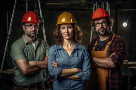 The portrait of workers in the warehouseの素材